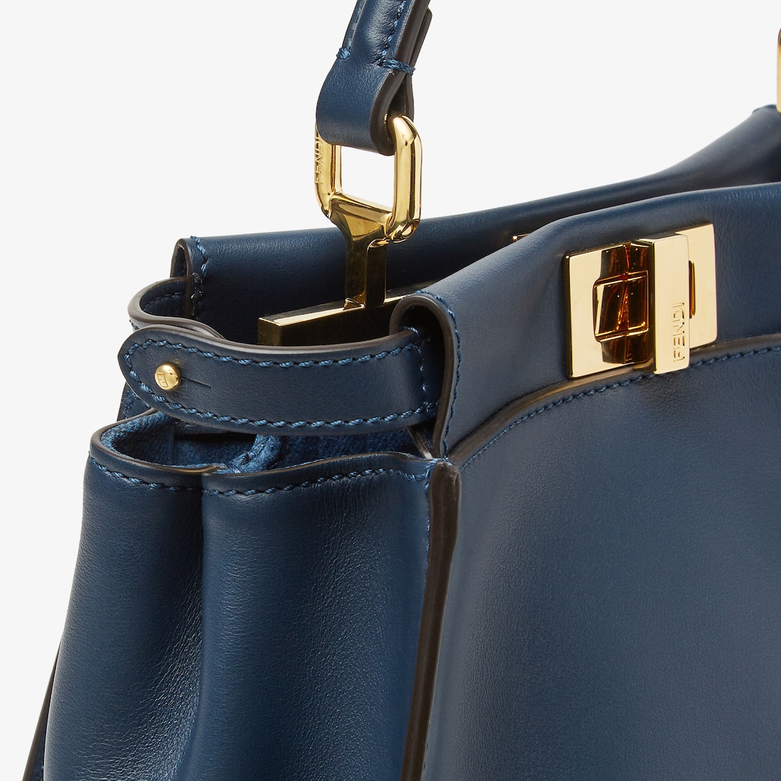 FENDI Peekaboo Mini Dark blue leather bag - Image 4